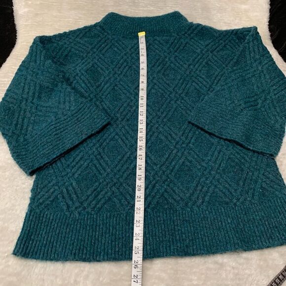 Soft Surroundings Teal Wool Blend Bell Flared Sleeves Knit Sweater Size Medium - Picture 7 of 7